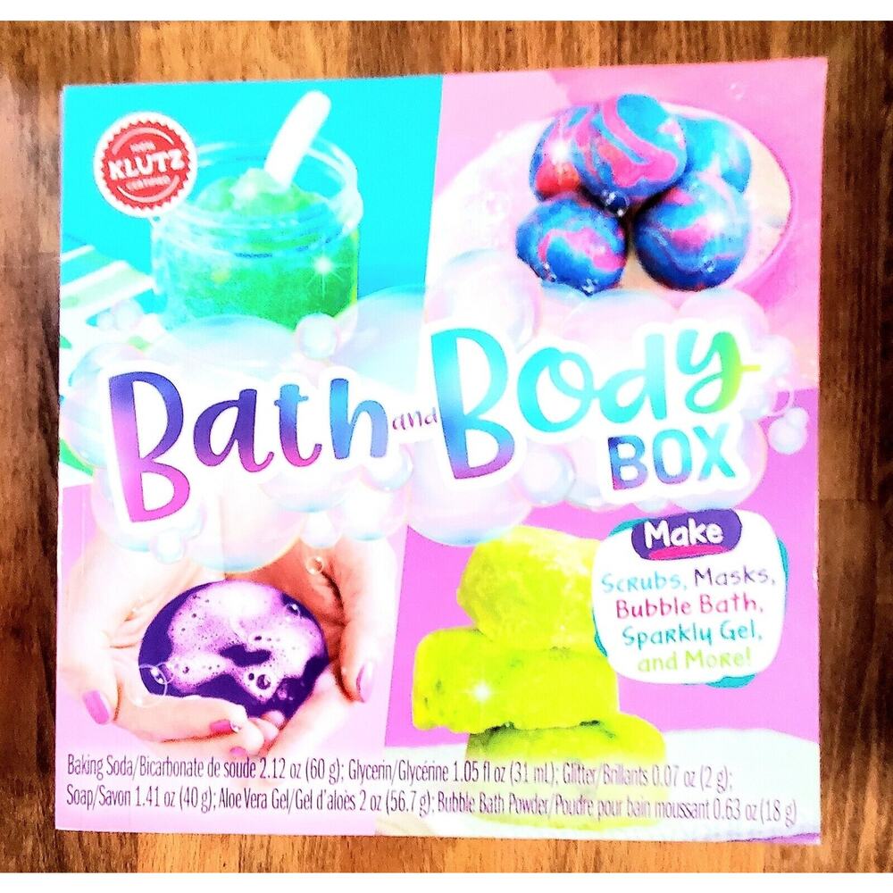 KLUTZ Bath & Body Box Craft Scrubs Masks Bubble Bath Sparkle Gel & Recipes NEW